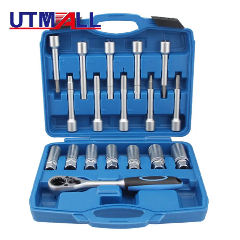 

18pcs Steering Hub Suspension Shock Absorber Strut Nut Removal Tool Socket Kit Ratchet Sockets Set