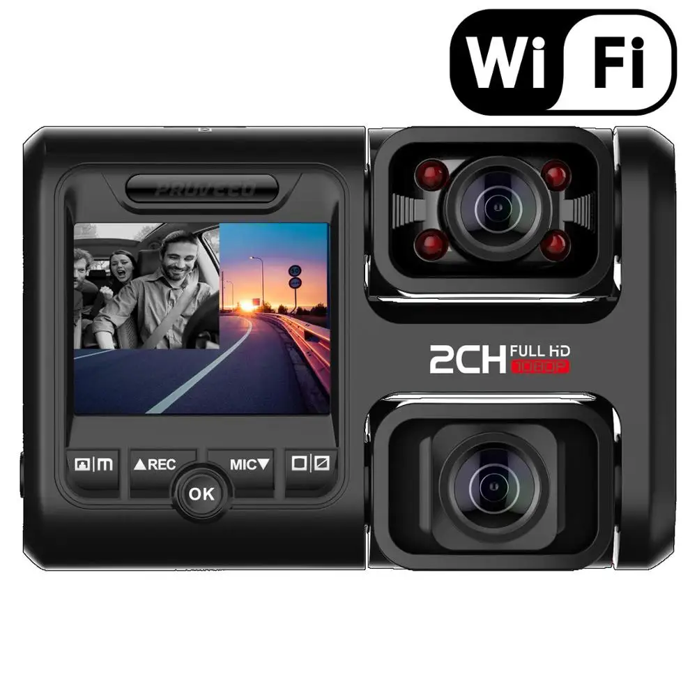  Pruveeo D30H 4K WiFi Dash Cam with Infrared Night Vision Dual 1080P Front and Inside car dvr for Ca