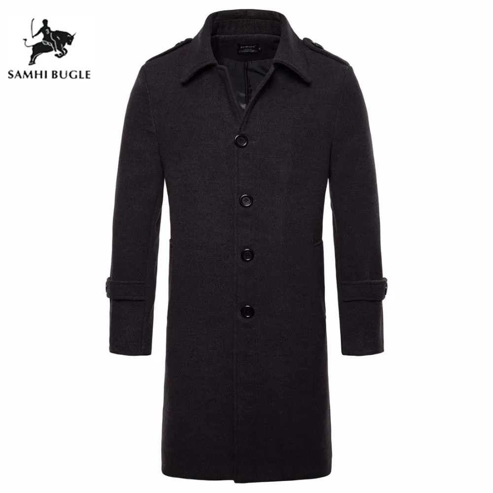 

Autumn Winter Wool Coat Men Fashion Boutique Design Men Turn-down Collar Long Style Windbreaker Single-breasted Coat Men