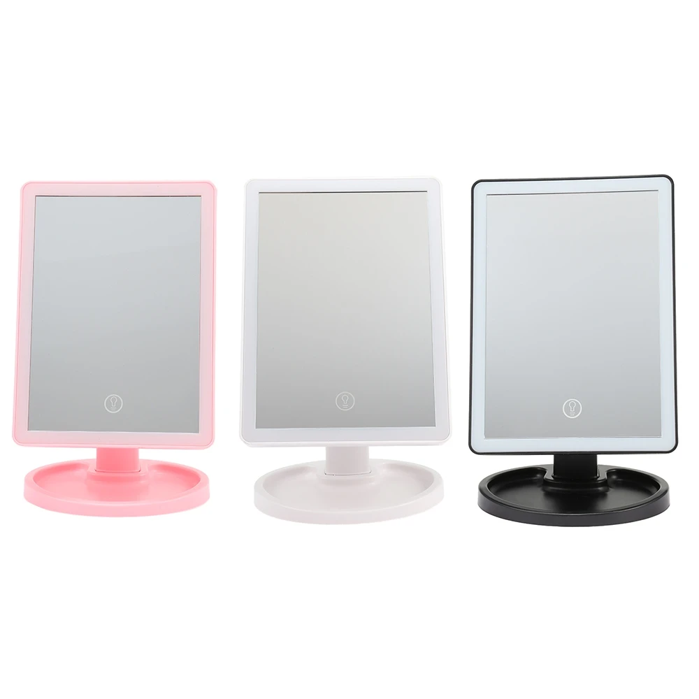 Fashion Touch Screen LED Desktop Makeup Mirror with Round Base Plate 360 Rotating Vanity Beauty Adjustable Countertop |