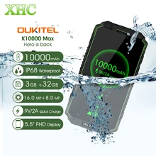 IP68 Oukitel K10000 Max Waterproof Shockproof Smartphone MTK6753 3G+32G 16MP 10000mAh Battery 5.5″ FHD Dual SIM Mobile Phone