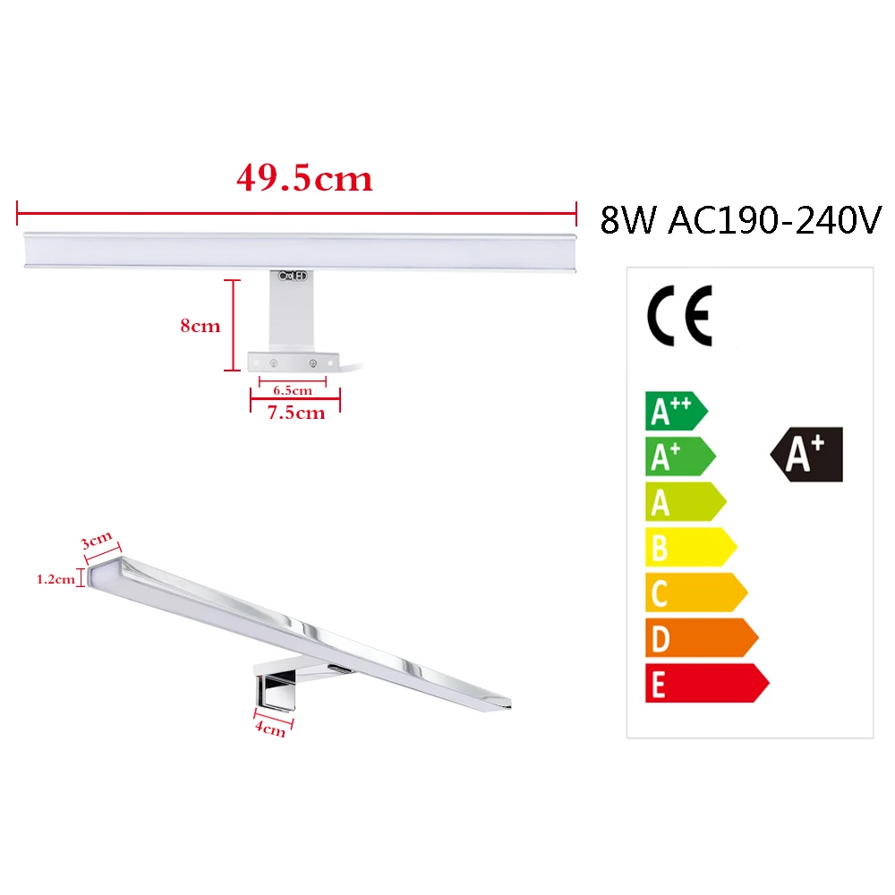 Cro светодиодный настенный светильник водонепроницаемый для ванной комнаты макияж туалет бар светодиодный светильник 8 Вт 600LM передний зеркальный светильник ing IP44 теплый/холодный белый
