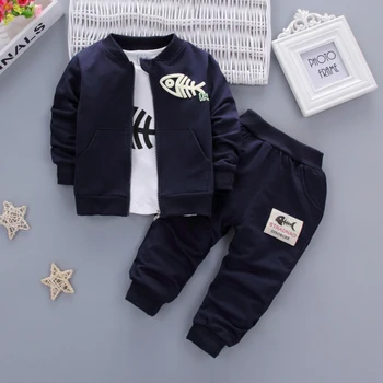 

2020 New Fashion Cotton Baby Boy Clothes Red Navy Blue Grey Minion Coat T-Shirt Pants 3PCS Children Set Baby Girl Baby Suits