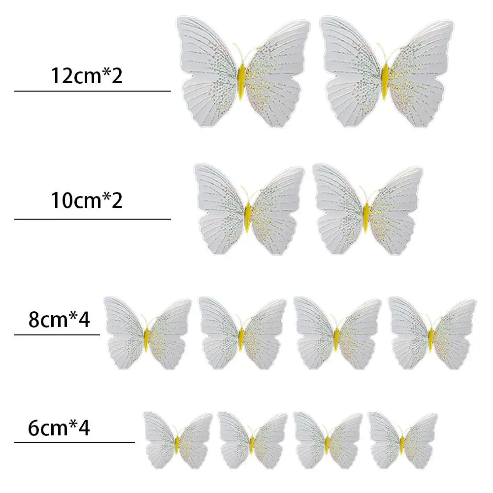 12 шт. 3D наклейки на стену с бабочкой, декоративные наклейки на холодильник, магнитные украшения, желтые, черные, белые наклейки на стену с бабочкой