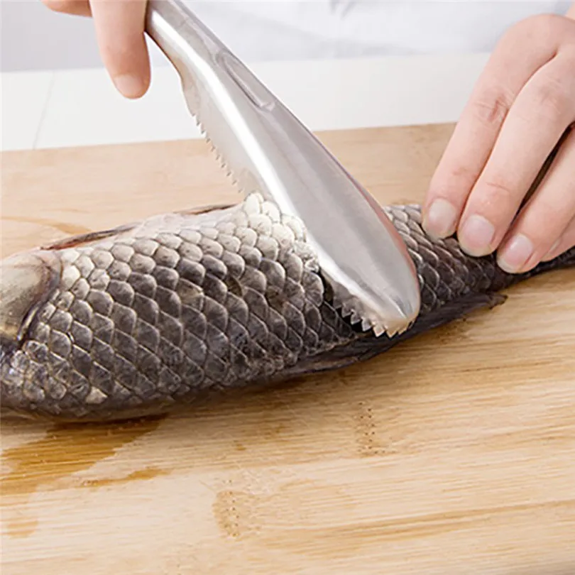 Кухня Ножи лом рыбы Весы с крышкой нержавеющая сталь Приспособление для снятия чешуи рыбочистка скребки Кухня инструмент для очистки початков кукурузы#4A25