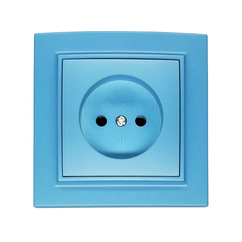 Настенная розетка без заземления ; ; европейский стандартный сетевой адаптер Выходной разъем светильник синий цвет 16A 250V EP-07