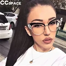 Алмазные очки в форме "кошачий глаз" оправа женские брендовые оптические очки модные очки компьютерные очки 45259