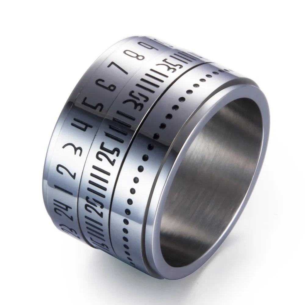 

ZMZY Rotatable Roman Numerals Ring Men Jewelry Stainless Steel Cool Punk Spinner Male Bijoux Band Rings Party Gift