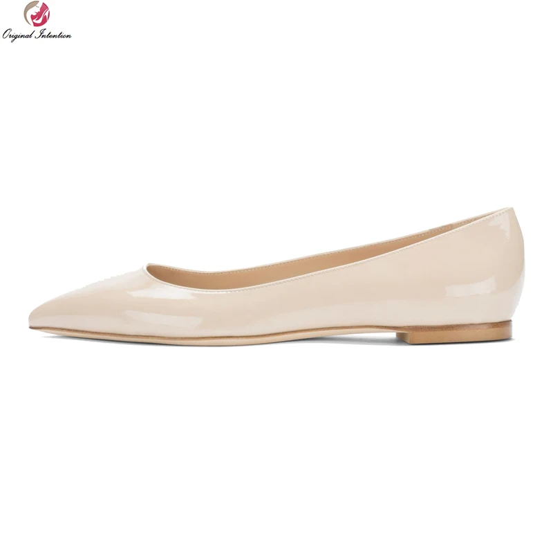 Original Intention New Concise Women Flats Fashion Pointed Toe 4 Seasons Flat Shoes Black Nude Shoes Woman Plus US Size 4-15 цена Original Intention New Concise Women Flats Fashion Pointed Toe 4 Seasons Flat Shoes Black Nude Shoes Woman Plus US Size 4-15 цены онлайн