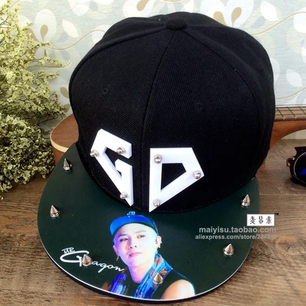 Bigbang G-Dragon хип хоп кепка GD модные заклепки Акриловые повседневные шипованные snapback gorra hombre печать кости мужчины женщины пары - Цвет: 6