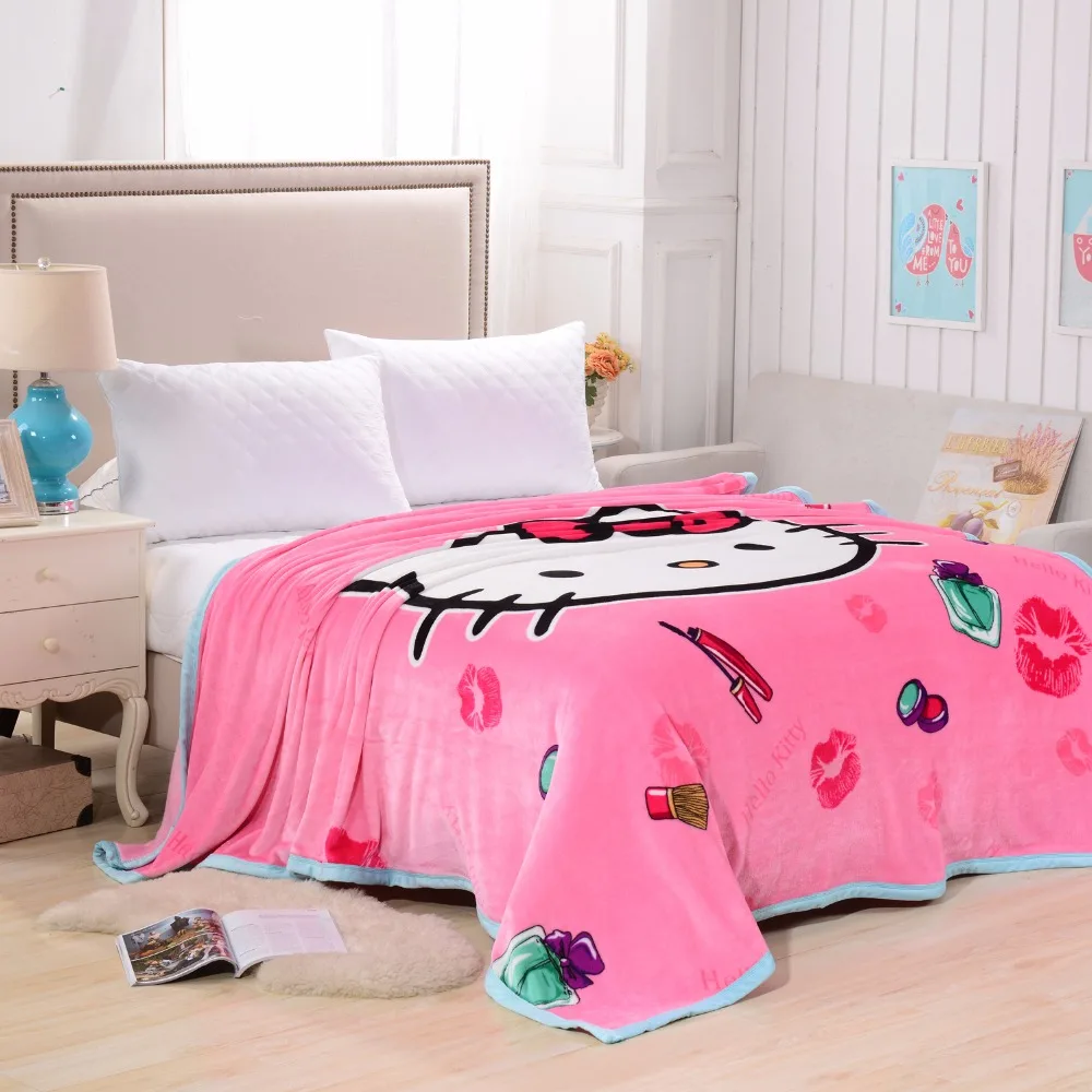 Cartoon Fleece Blanket Soft Warm Winter Pink Hello Kitty ...