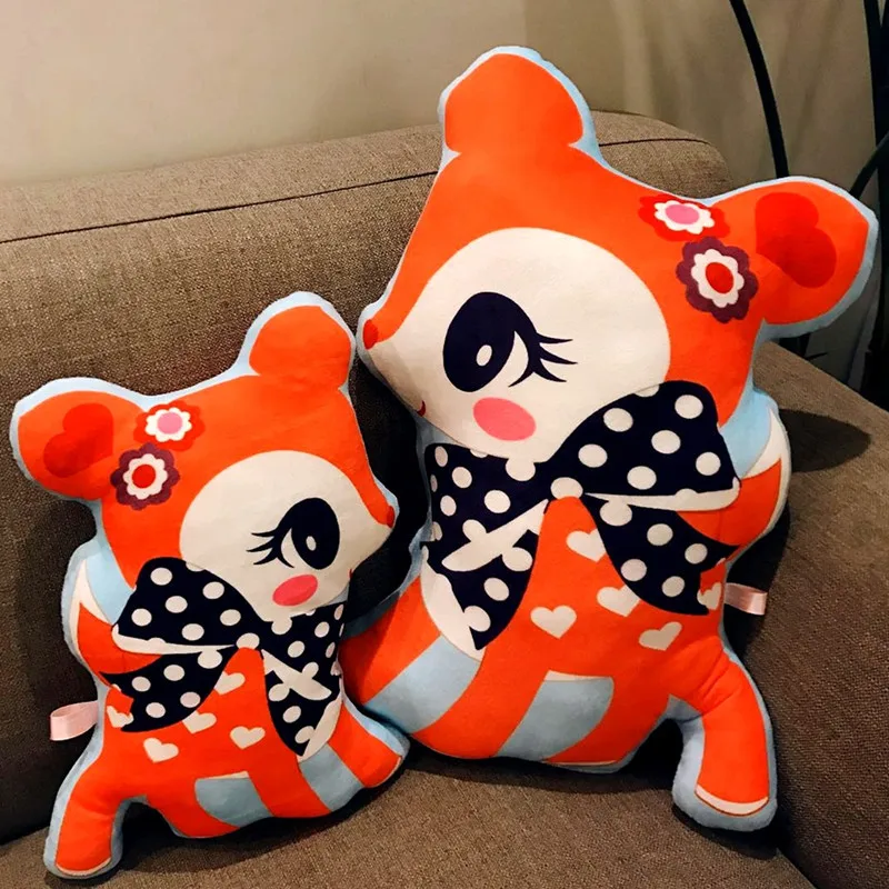 

40/55cm Nordic wind plush toy plum deer dolls pillow double-sided printing sika deer living room sofa decoration baby toys gifts