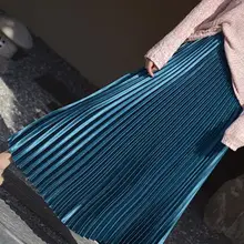 Высокая талия Женская длинная юбка винтажная плиссированная юбка Модный Топ бренд женские юбки женская Faldas Saia Женская Макси юбка