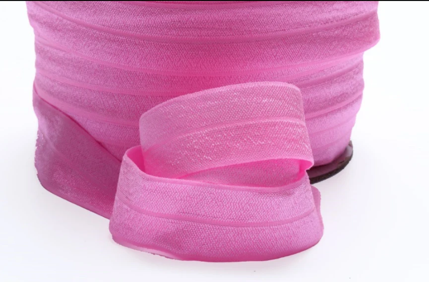 

Free shipping 1 inch fold over elastic, 100 yards/roll #155 geranium pink elastic foe ribbon