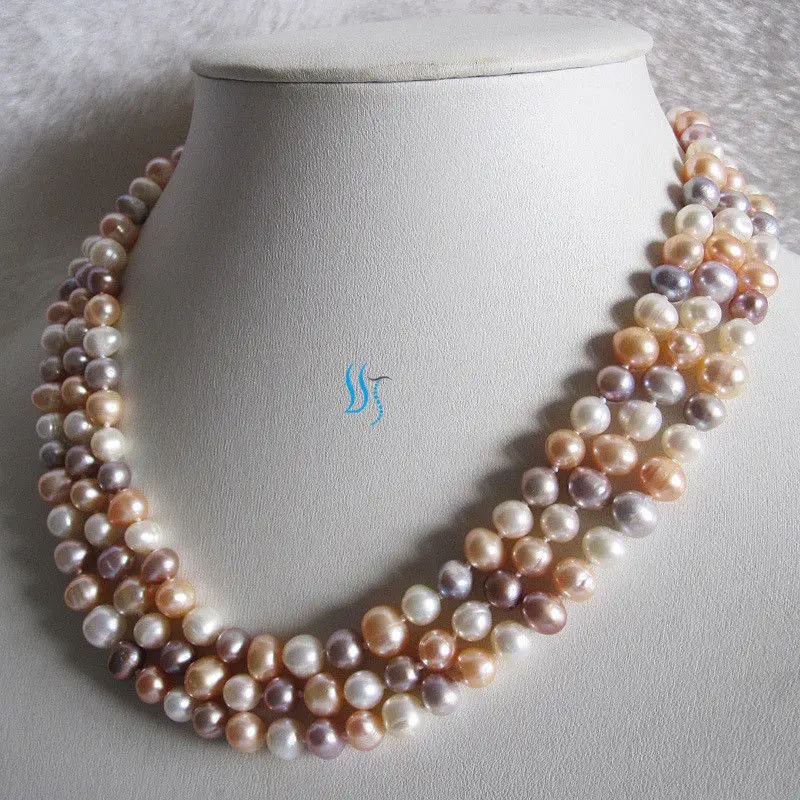 

FREE SHIPPING>>>@@ >& ***Hot sale >>>7-8mm MultiColor Freshwater Pearl Necklace 50