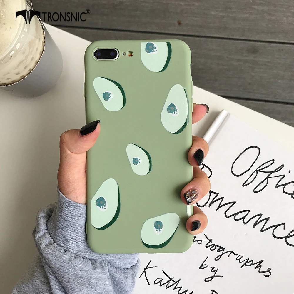 

TRONSNIC Avocado Silicone Phone Case for iPhone XS MAX XR Green Matte Soft Fruit Case for iPhone 6S 7 8 Plus Funny Cover Fashion