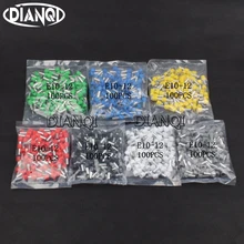 DIANQI E10-12 Tube insulating Insulated terminals 10MM2 Cable Wire Connector 100PCS/Pack Insulating Crimp Terminal Connector E-