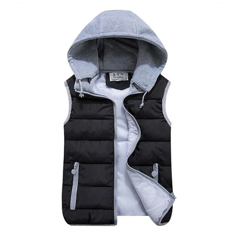 Women Wool Collar Hooded Down Vest Removable Hat Female Thicken Winter Warm Black Jacket Outerwear New Overcoat Women Winter