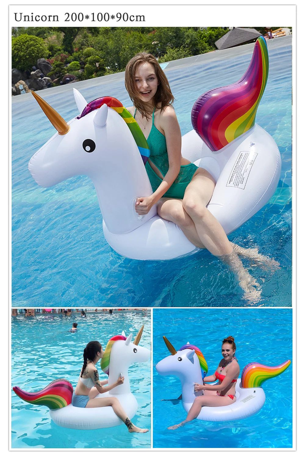 Giant Inflatable Pool Toys Summer Swimming Ring Float Lounge Fun Island Large Animal Inflatable Floating Beach Toys Flamingo