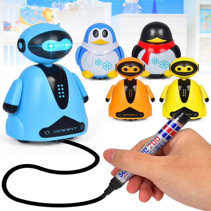 robot Dash and pen induction car light penguin robot automatic
