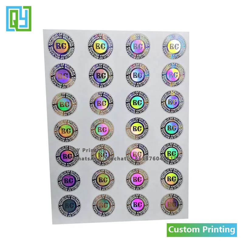 10000pcs 20x20mm 사용자 정의 인쇄 된 포장 레이블 3D 홀로그램 실버 레이저 스티커 높은 Sercurity 포장 레이블 방수 인감