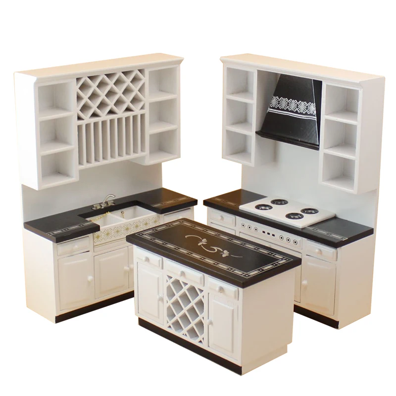 thumbnail image 2 of 1: 12 Mini Dollhouse Cabinets White Cooking Table Sink Counter Set Combination 2 of 12