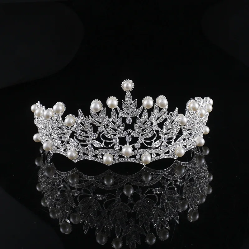 Large Floral Abundance Swarovski Crystal and Ivory Pearl Bridal Wedding Hair Tiara Head Band Accessory (4)