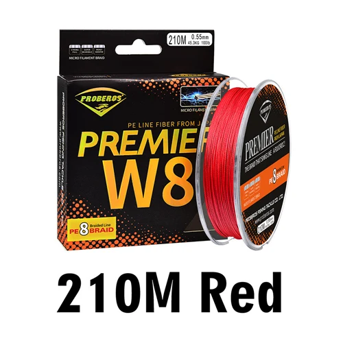 210 м 8 ткет леска 8 плетеная леска Fishline доступно 15LB-100LB PE линия зеленый/серый/синий/желтый/красный - Цвет: 210M-Red