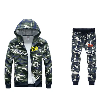 

L-8XL Daiwa Fishing Suits Outdoor Breathable Full Sleeve Fishing Hoodie Elastic Pants Sports Camouflage Set Men Fishing Clothes