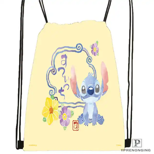 Drawstring Backpack Custom "Лило и Стич" походная сумка на шнурке Cute Daypack Kids Satchel(черная спина) 31x40 cm#180531-04-57 - Цвет: Drawstring Backpack