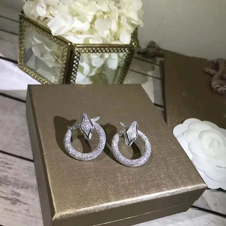 

New Design Women's Style 925 Sterling Silver Earrings Set With Rhinestone Ring Earrings Wedding Jewelry