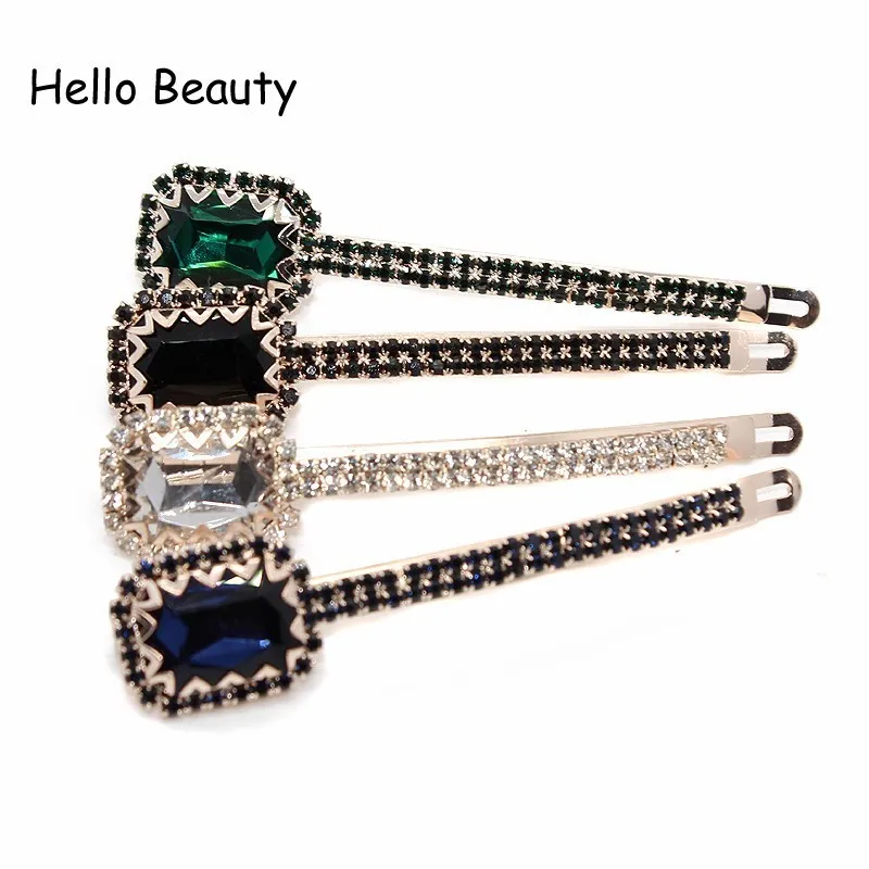 1 Pair Trendy Diamante Hair Accessories Large Rhinestone Hair Barrette