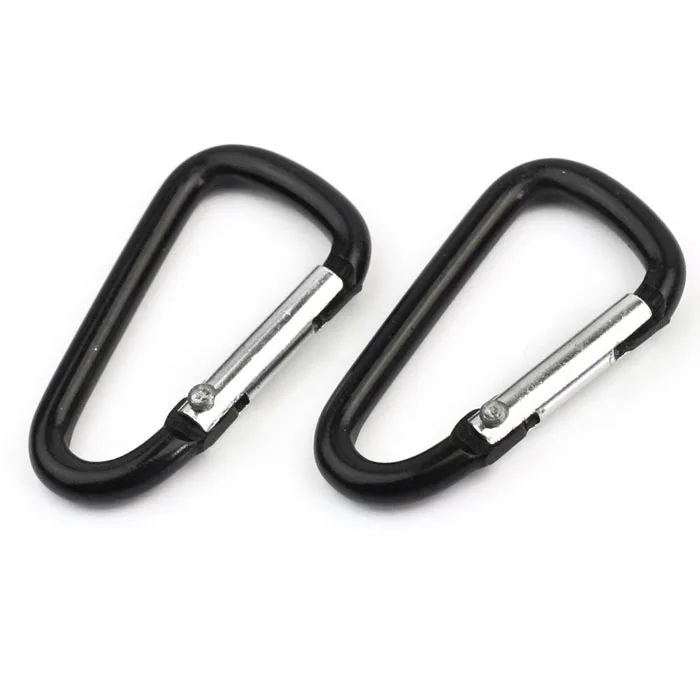 Hot Black Aluminum Alloy D Carabiner Spring Snap Clip Hooks Keychain Climbing Accessories New#ZH