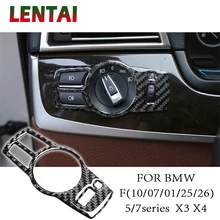 LENTAI автомобиля из углеродного волокна переключатель фар авто аксессуары интерьерные наклейки для BMW 5 7 серии F10 F07 F01 F25 F26 X3 X4 M мощность