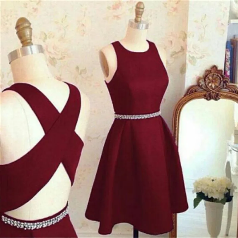 Simple Short Formal Dresses Maroon