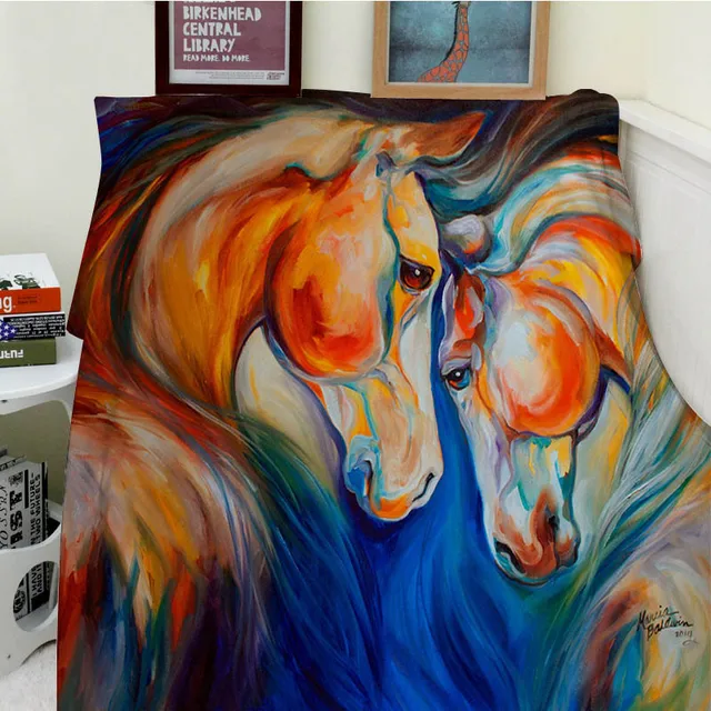 Blanket plaid a blanket Plaids Warmth Soft Plush Oil painting colorful