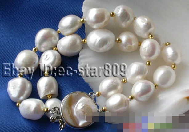 

FREE SHIPPING>>>@@ > 01215 2ROW 8" BAROQUE FRESHWATER CULTURED PEARL BRACELET BANGLE