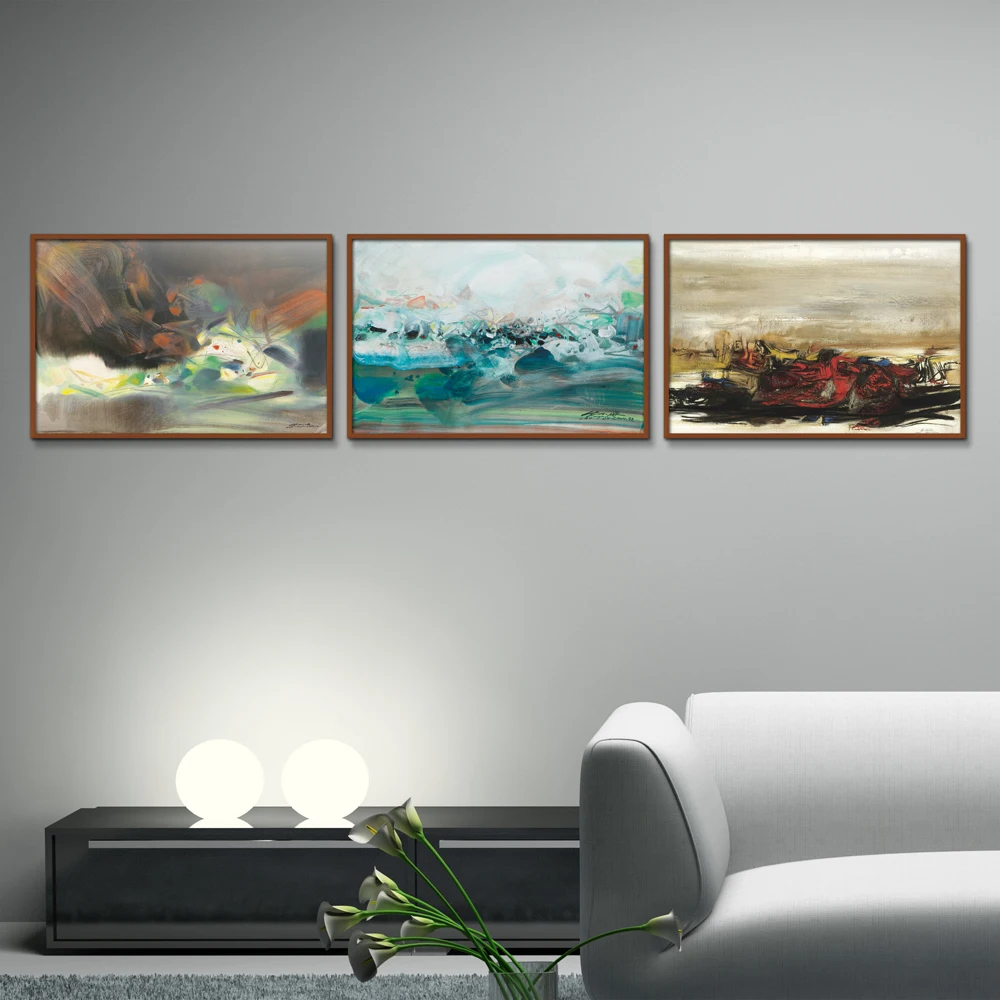 

Graffiti Landscape Abstract Canvas Unframed Spray Oil Painting Frameless design Waterproof hologram living room on the wall