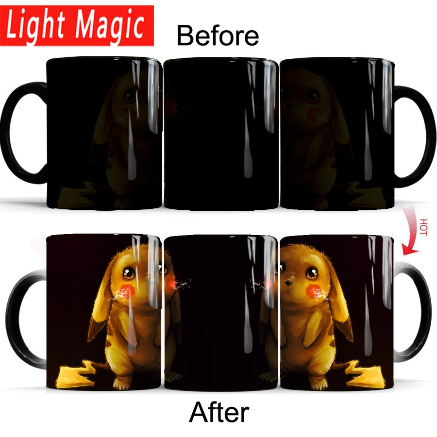 

Cute Pikachu Mug Ceramic Color Changing Cartoon Kids Gift Mugs Cup Office Drop Shipping