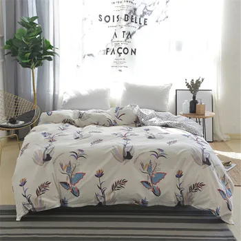 

100% Cotton Duvet Cover Set Striped Flower Print Zip Quilt Cover 1 Pcs Twin Full Queen King Size Beding Case Pastoral Printing