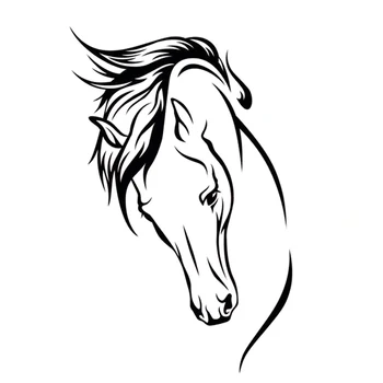 

10.4cm*17cm Animal Horse Head Car Accessories Vinyl Car Sticker Black/Silver S6-2724