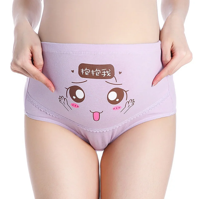 

New 1Pcs Pregnant Panties High Waist Mother Belly Support Underwear Cartoon Postpartum Briefs Pregnancy Short Pants Cotton