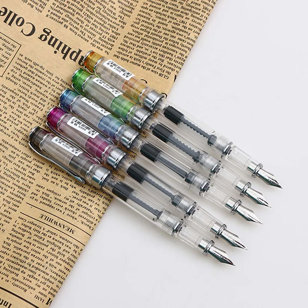 

1 PC Newest Screw Cap Transparent Fountain Pen Extra Fine 0.38mm Nib Pen For Gifts Stationery