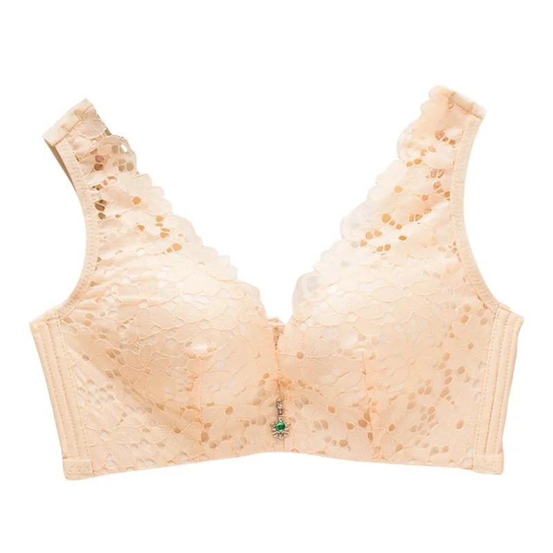 Sexy Design Breathable Fabric Bra Underwear Wire Free Women Push Up Bra Lace - Цвет: Skin Color