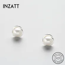 INZATT, романтические, настоящие, 925 пробы, серебряные, пресноводные жемчужины, трендовые серьги-гвоздики, цветочные аксессуары для женщин, свадебные ювелирные изделия