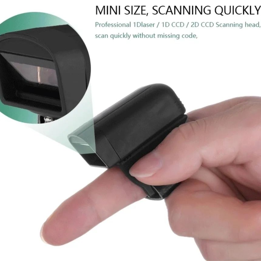 Складской сканер пальца Bluetooth беспроводной сканер штрих-кодов Мини карманный портативный переносной кольцевой QR 2D сканер штрих-кодов
