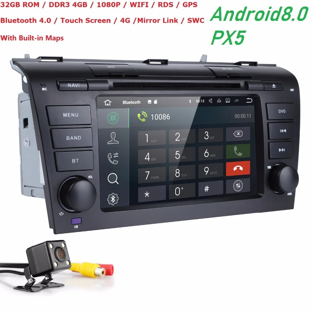 Perfect hizpo Android 8.0 Car DVD Player multimedia stereo navi for Mazda3 mazda 3 2004-2009 gps navigation radio Head Unit wifi dab swc 0