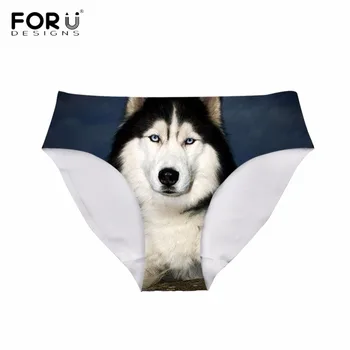 

FORUDESIGNS Fashion Elastic Women Summer Panties Cute 3D Husky Dog Printing Girls Underwear Fitness Lingerie Knickers Plus Size