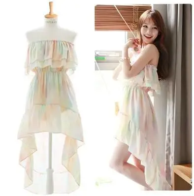 

Free Shipping Beach dress bohemia one-piece dress tube top cool chiffon sweet full dress