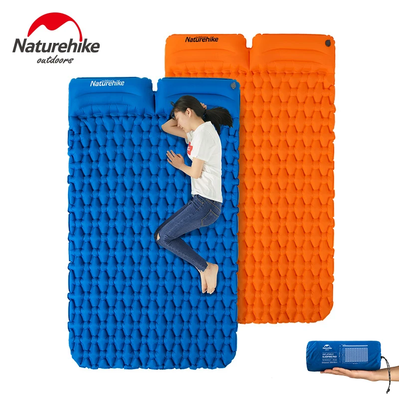 

Naturehike Inflatable Double Mat with Pillow Outdoor Camping Mattress Ultra-light Portable 2 Person Sleeping Pad NH19Z013-P